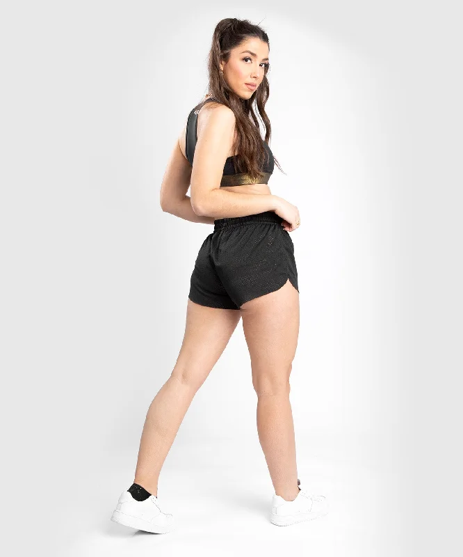Trendy Yoga Outfits At Budget-Friendly Prices Venum Lightning Double Layer Shorts - For Women - Black/Gold Trendy Yoga Outfits At Budget-Friendly Prices Venum Lightning Double Layer Shorts - For Women - Black/Gold