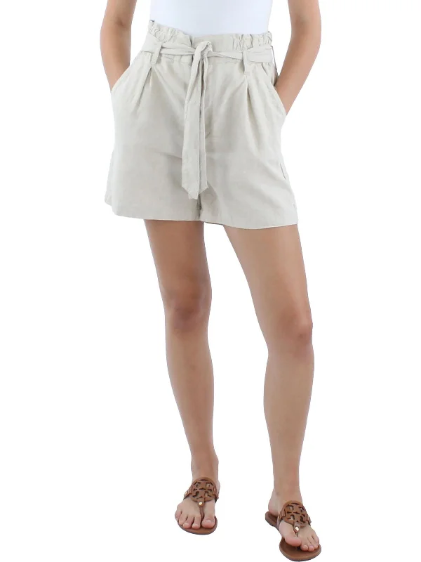 Stretch In Style With Budget-Friendly Yoga Wear Womens Linen Blend High-Rise Casual Shorts Stretch In Style With Budget-Friendly Yoga Wear Womens Linen Blend High-Rise Casual Shorts